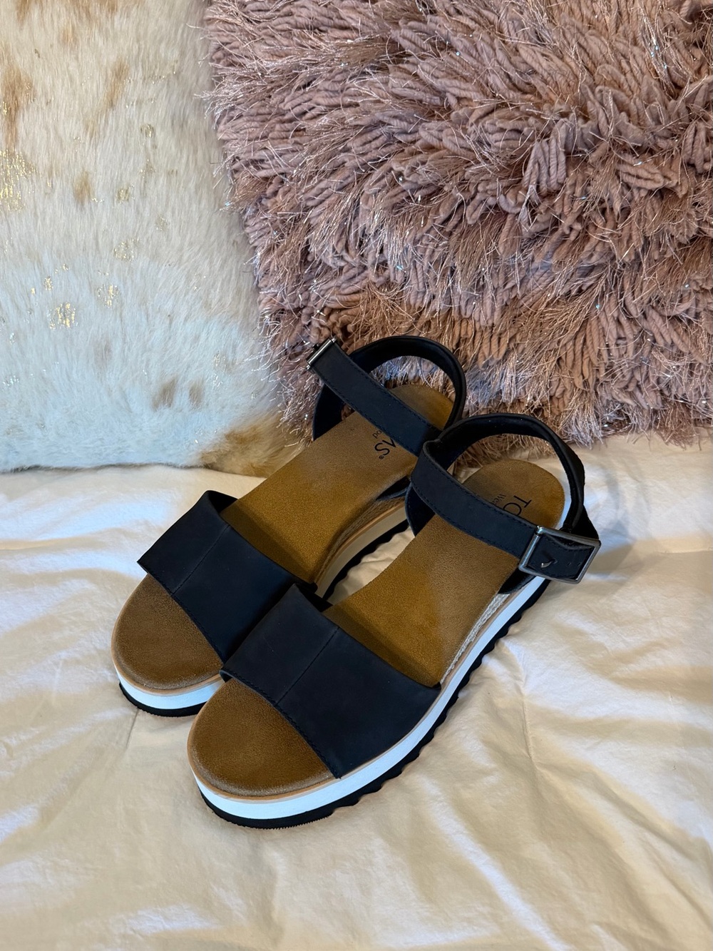 TOMS Leather Espadrille Sandals